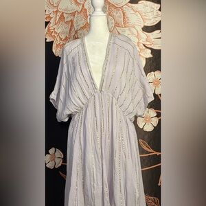ETHEREAL Lilac & Gold Metallic Stripe Grecian Goddess Dress